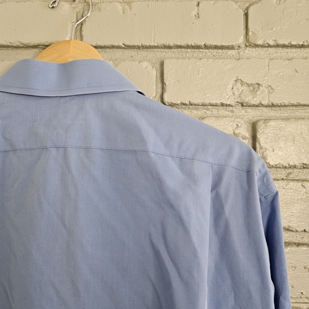 Paul Fredrick Mens Dress Shirts 17.5 35 Blue White 3 Pack Non Iron 2 Ply‎ Cotton - Picture 9 of 16